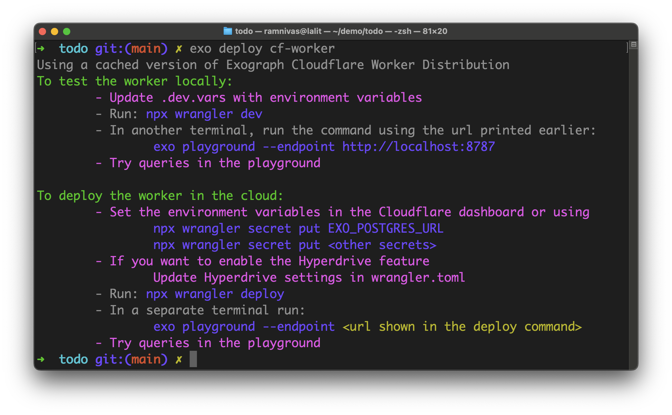 exo deploy cf-worker