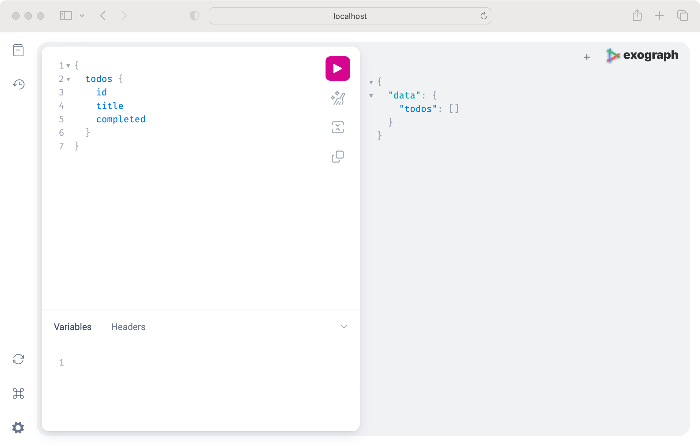 Exograph GraphiQL interface